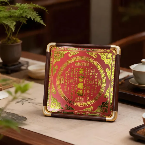新中式《天官赐福》装饰画玄关柜客厅书桌办公桌摆台天官赐福2525