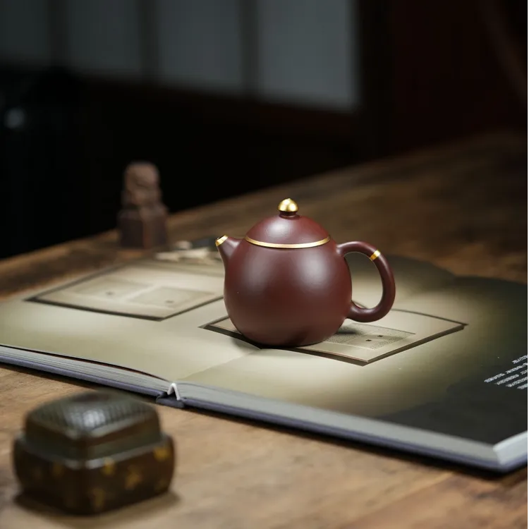 金砂阁【龙蛋】工艺师描金丨200cc宜兴紫砂壶茶壶茶具D0409