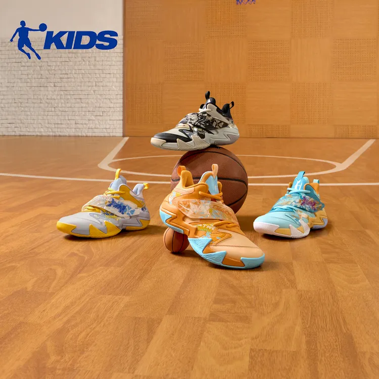 【雷霆】乔丹儿童篮球鞋秋冬皮面魔术贴防滑运动鞋减震科技耐磨童鞋