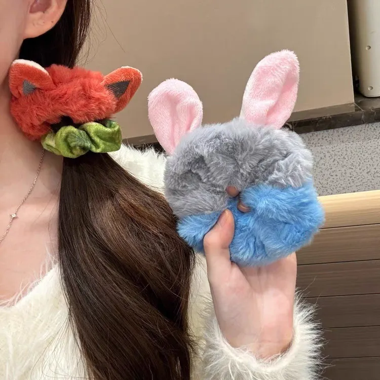 卡通疯狂动物城朱迪尼克毛绒发圈头绳皮筋束发带发饰品可爱发绳