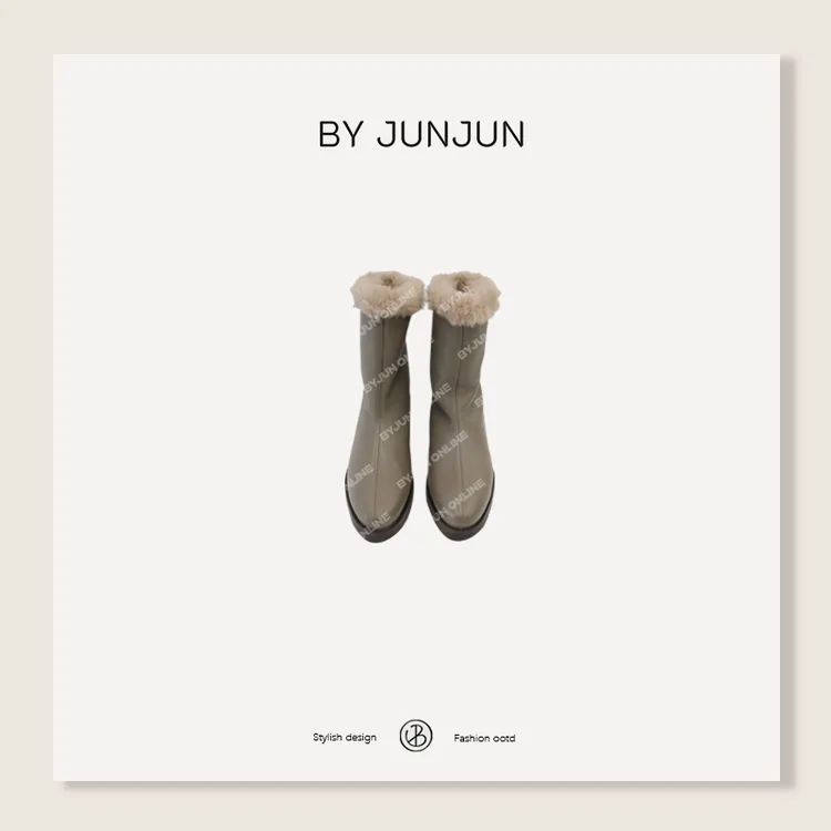 ByJunjun小众设计师 珺珺私服定制真皮保暖扛冻毛毛女鞋