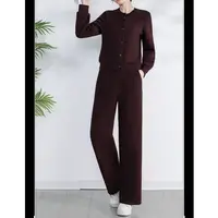 小施家时尚设计减龄显痩显腿长弯刀裤套装6609