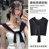 韩版黑色披肩针织外搭氛围感开衫办公室护颈椎新品围巾空调房坎肩