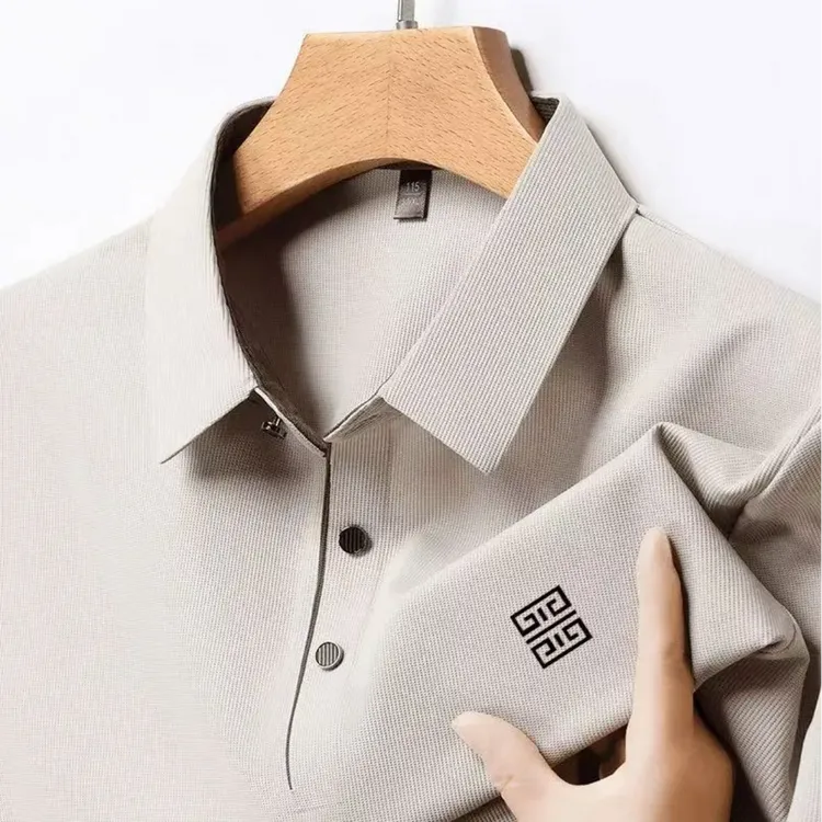 老爷车之家夏季新款男士冰丝polo衫休闲翻领短袖T恤纯色上衣透气