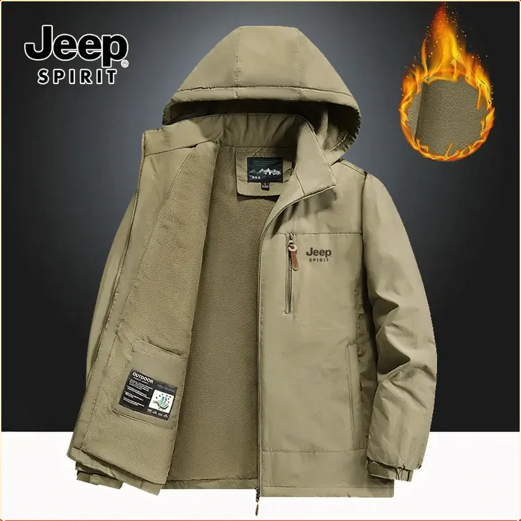 JEEP吉普冬季棉服大码休闲男士加绒加厚防风防水冲锋上衣棉衣外套