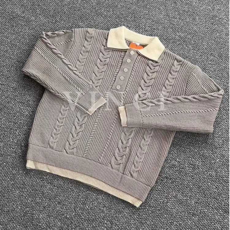 【Vince服饰】简约纯色假两件慵懒风设计卫衣针织衫男式高级感毛衣