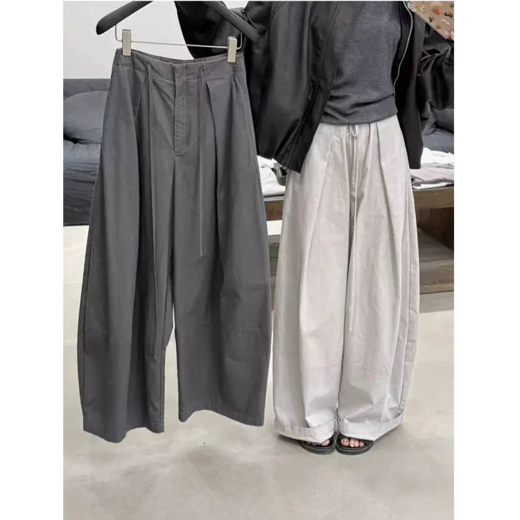 NOMIO设计感压褶抽绳灯笼裤女休闲百搭懒人弯刀裤阔腿宽松裤子