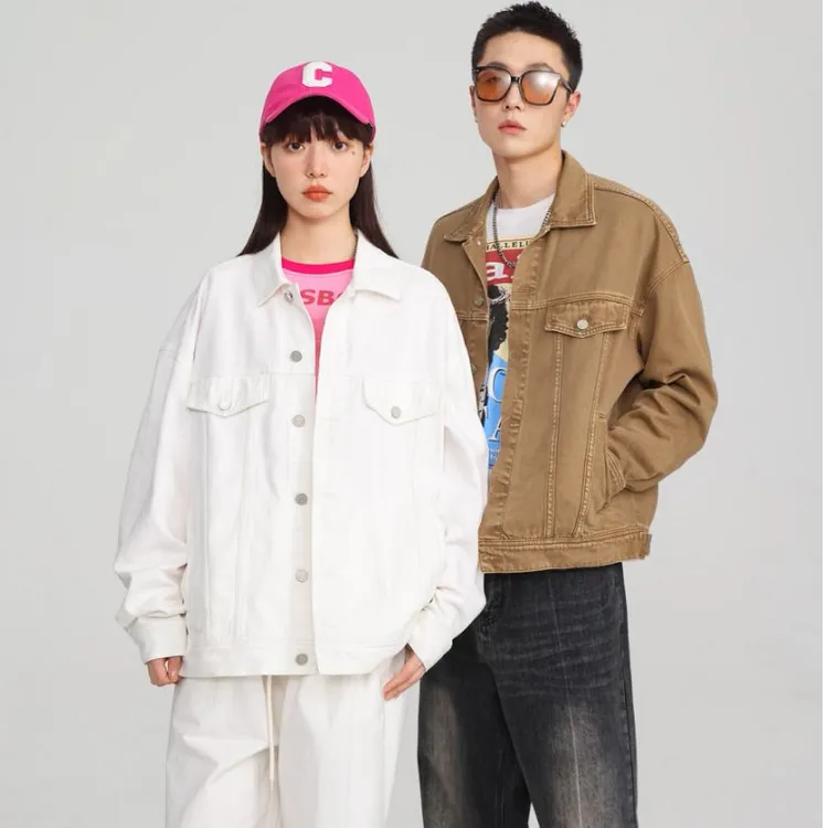 CHOMNES新款男女美式宽松休闲潮流牛仔情侣外套男士工装夹克