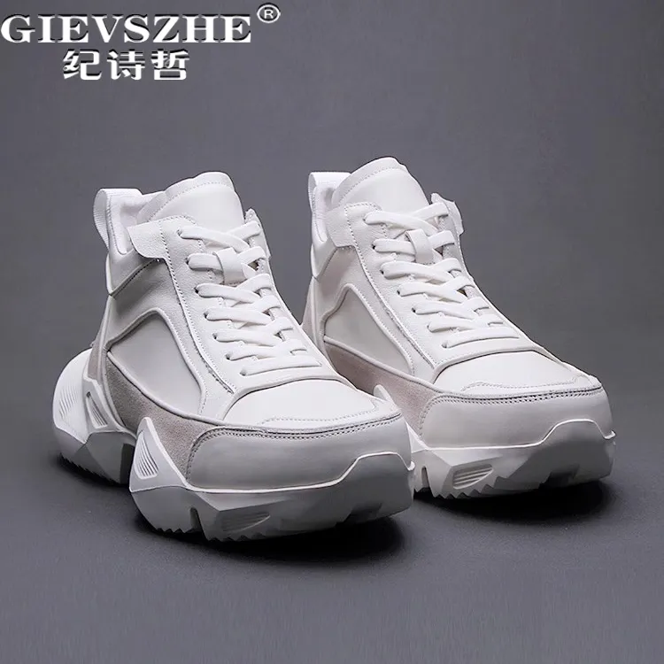 纪诗哲男鞋百搭厚底透气运动鞋男款潮流个性休闲鞋轻便软底老爹鞋