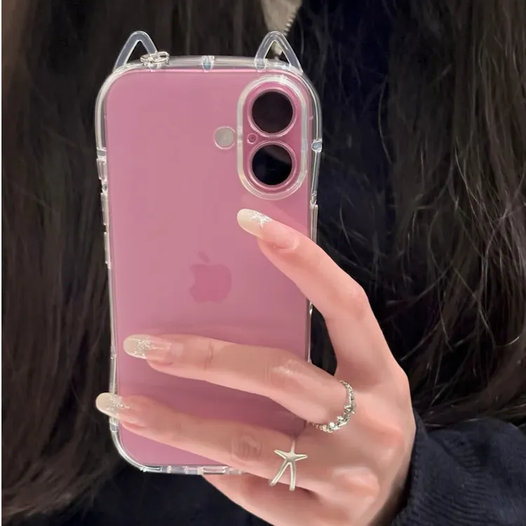 小蛮腰透明猫耳朵适用苹果16/15promax手机壳iPhone14/13可爱12套