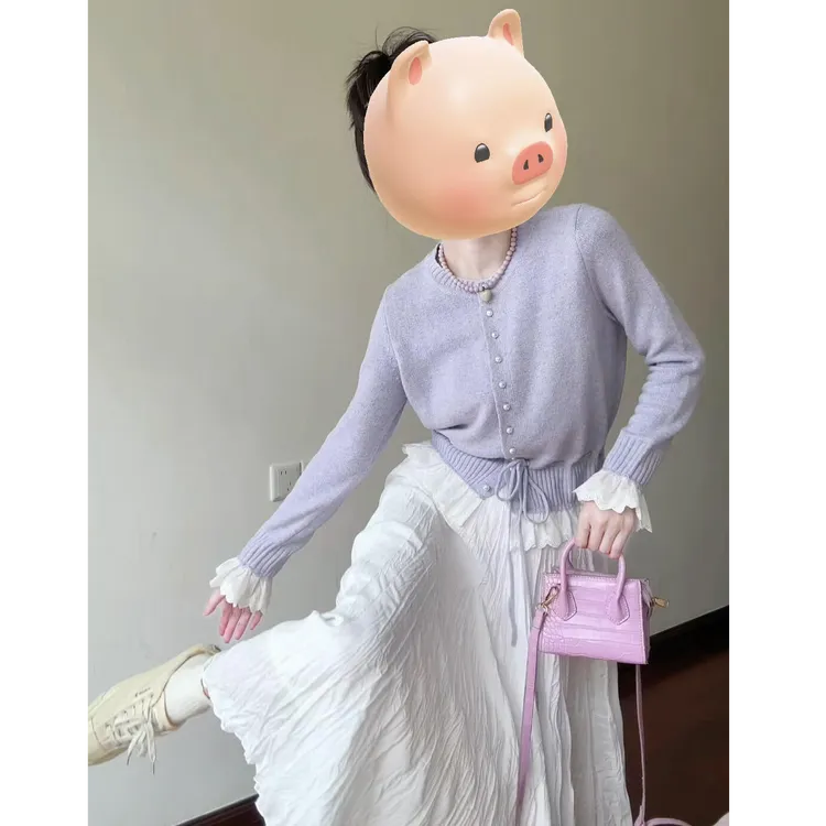 2025早秋一整套时尚甜美减龄宽松洋气短款开衫半身裙两件套