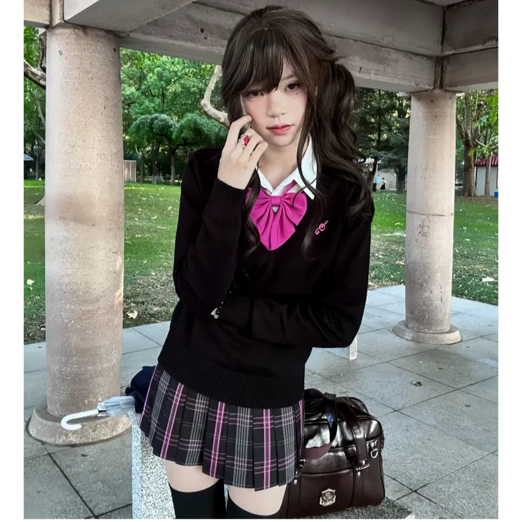 【公主日记】包臀裙jk格裙猫禾鱼芭比风原创JK黑色长袖裙子小辣椒jk