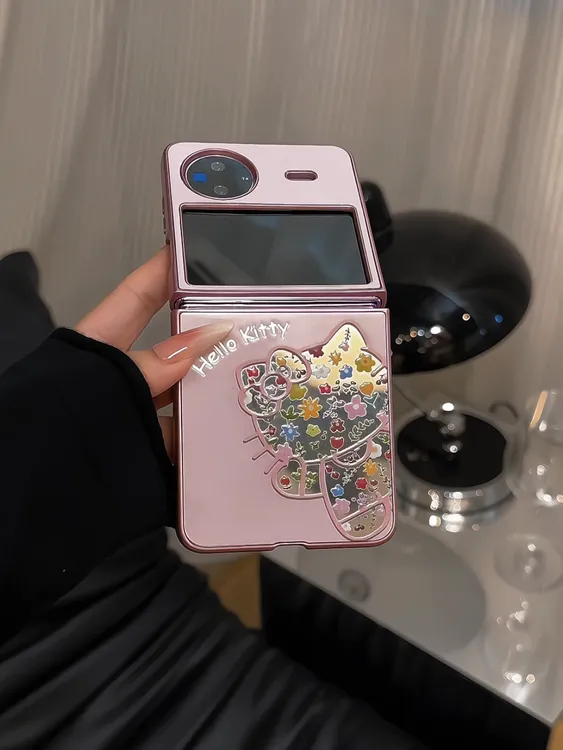 (VIVOXFLIP系列)金属镜面折叠屏适用VIVOXFLIP手机壳防摔女碎花kt