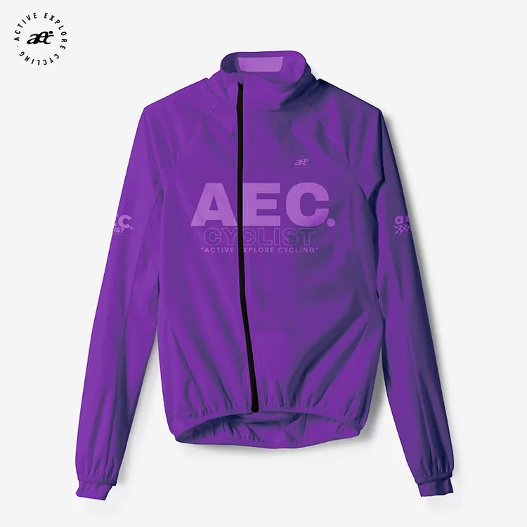 aec2025新款防风衣【炫骑紫】男女骑行服轻薄外套公路自行车风衣