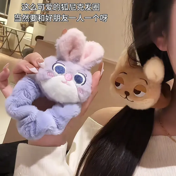 日韩甜美风卡通疯狂动物城朱迪尼克可爱布艺发圈头绳女用时尚发饰