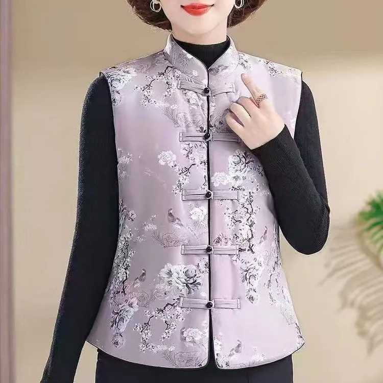 布衣村国风大气中式加厚冬季加绒女马夹秋冬女士中式时尚网红马甲