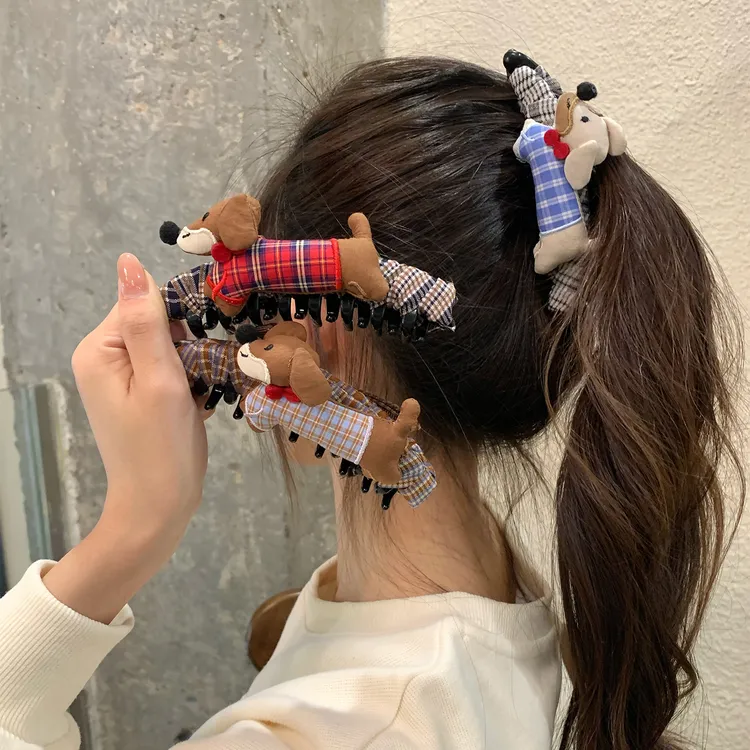 卡通腊肠狗香蕉夹可爱萌趣鲨鱼夹发饰高马尾后脑勺夹女高级感头饰