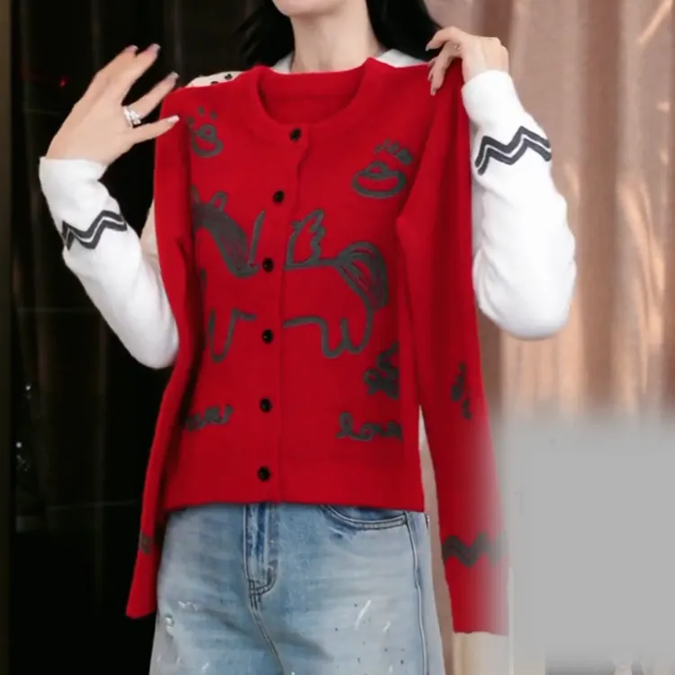 秋冬款小马提花开衫设计感保暖针织毛衣女LK2509333