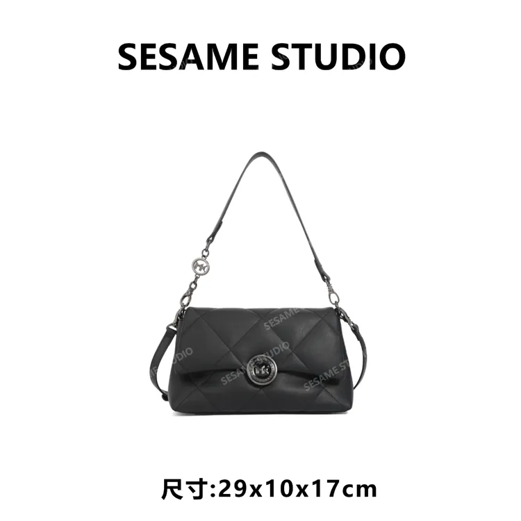 【芝麻集】FES-6121-黑色RAIN.CUN休闲时尚百搭腋下女包