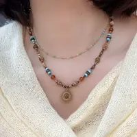 钛钢项链 手工串珠项链轻奢小众配饰女高级感复古太阳钛钢项链