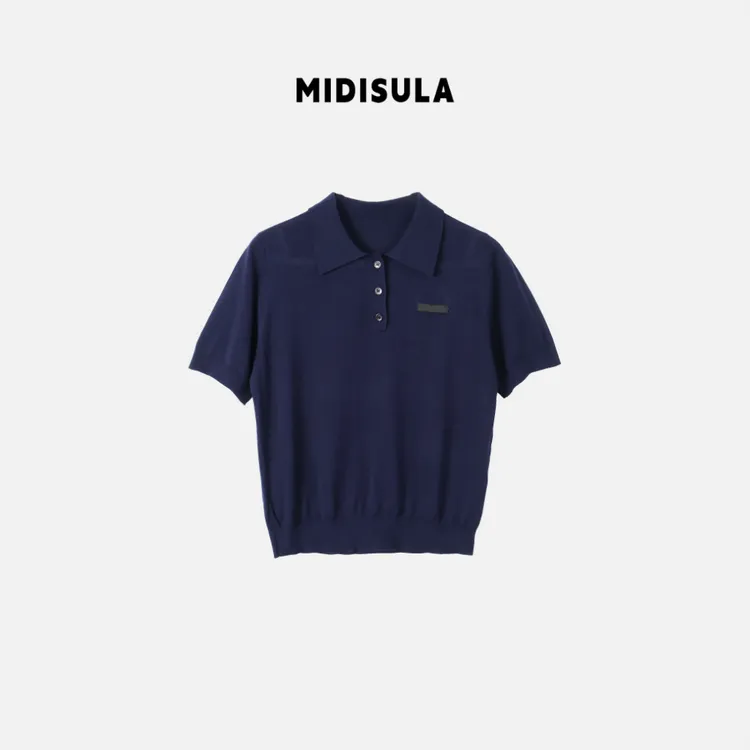 MDSL·新款欧版时尚翻领polo开扣字母宽松百搭显瘦小衫#1223