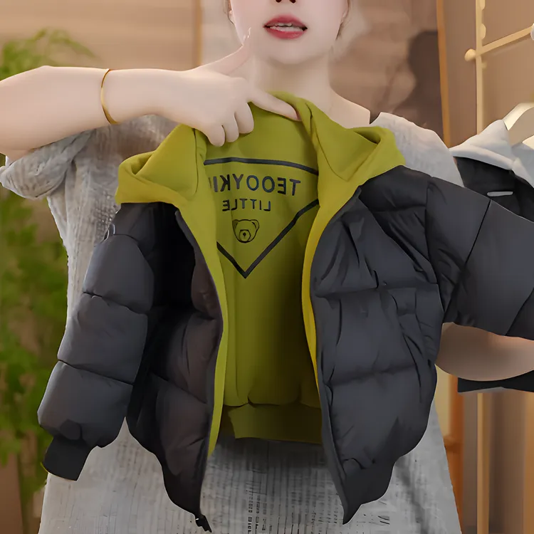 新款洋气连帽时髦双面穿实时男宝宝棉服秋冬男宝宝冬季儿童外套