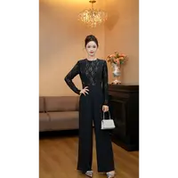 6121【晨雾漫漫】女神范气法式时尚蕾丝拼接无袖长裤连体裤女