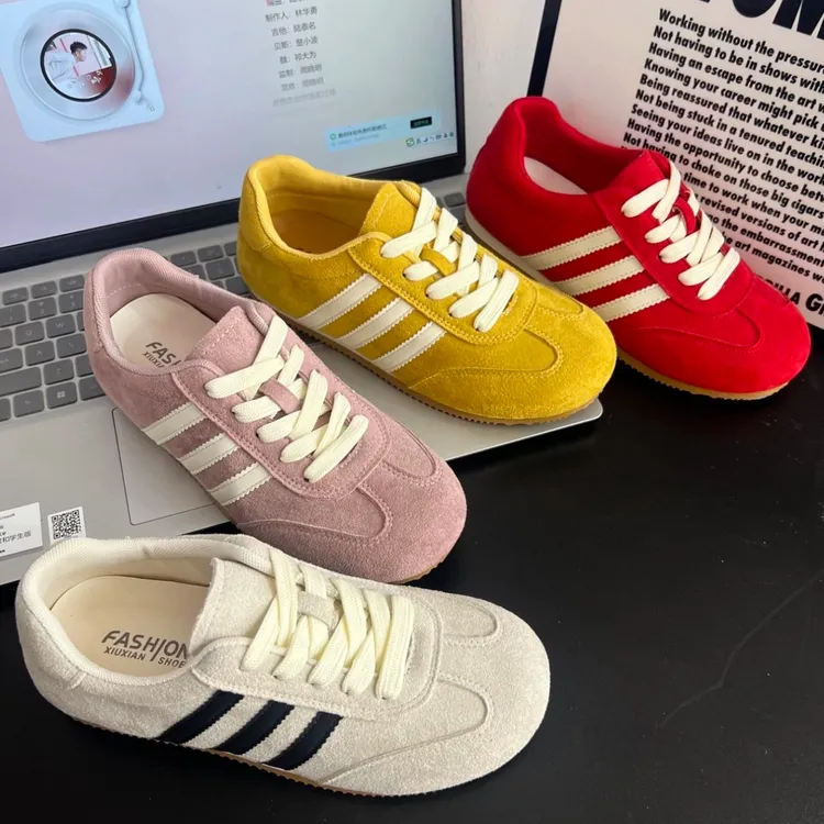 女款阿甘鞋网红多巴胺穿搭百搭休闲运动鞋阿甘鞋红色德训鞋女单鞋