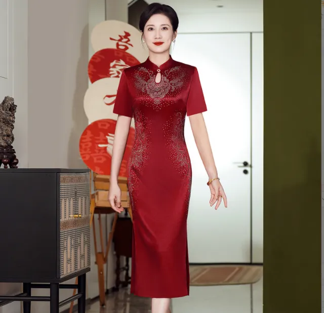 55511春秋新款旗袍中国风妈妈婚宴礼服显瘦时尚气质旗袍连衣裙