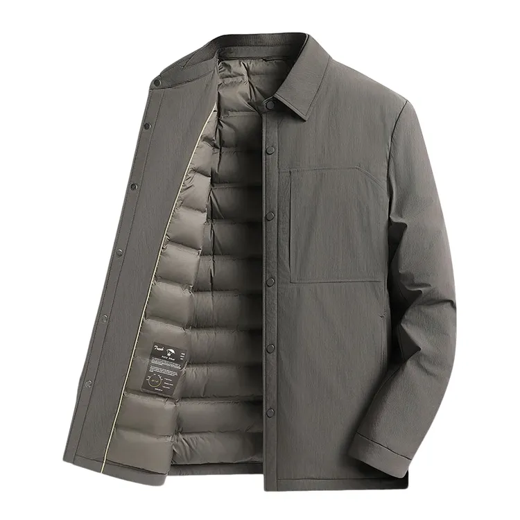 冬季高端男士翻领行政羽绒服男装中年商务休闲三防轻薄保暖外套