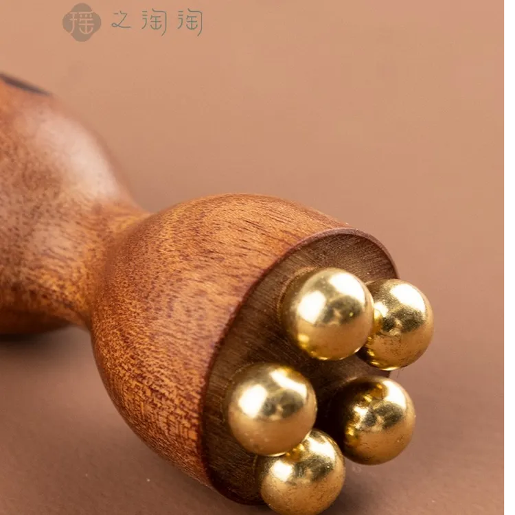 瑶之淘淘眼部按摩小莲蓬*1个黄铜花梨木面部刮痧美容提拉拨筋眼周