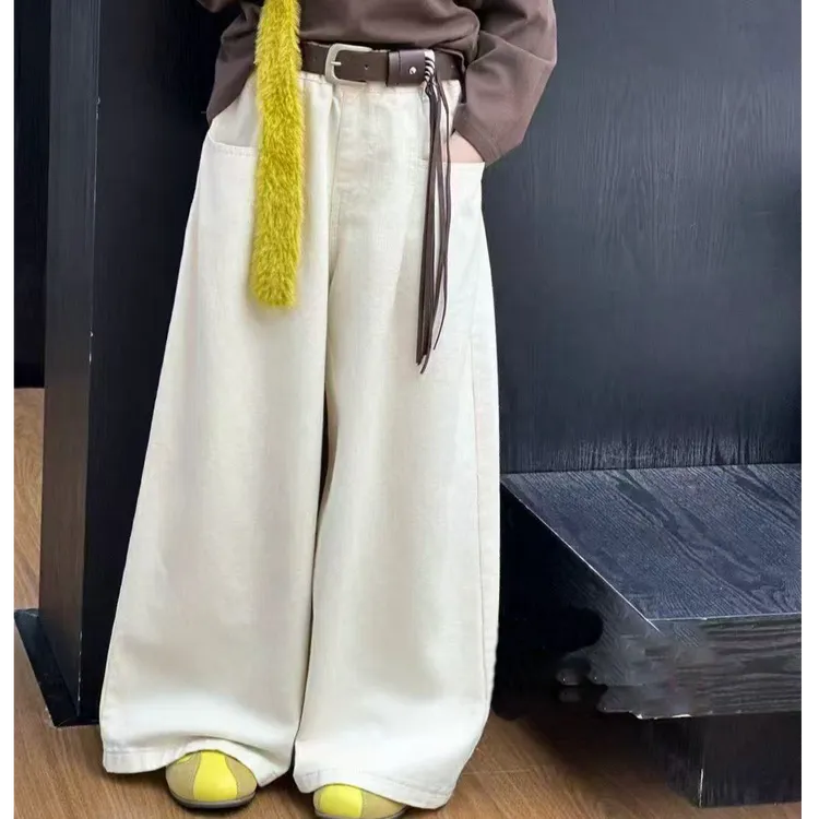 女童裤子春秋款2025新款纯色直筒阔腿长裤中大童学生休闲外穿裤子