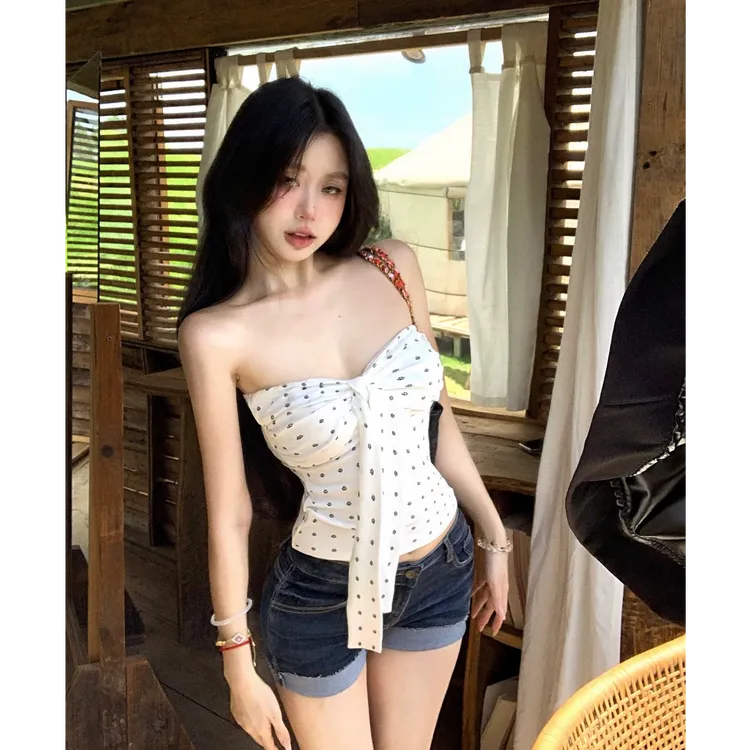 白色抹胸背心女夏季无袖紧身性感裹胸内搭纯欲风辣妹绝美#Y374