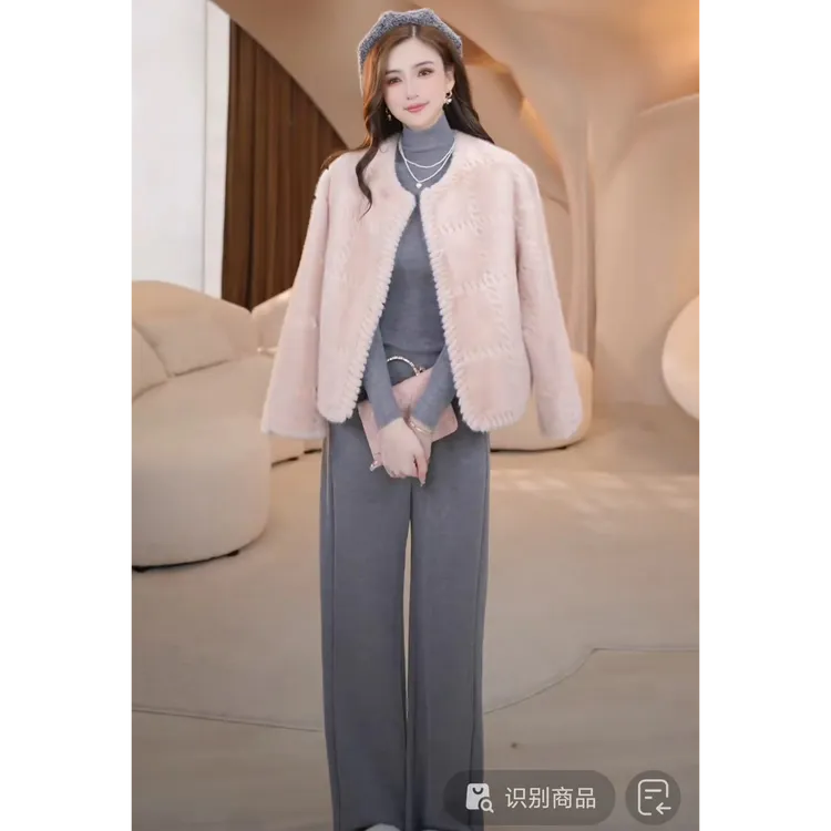 COCO BECCI【碎钻收跨神裤】山羊绒醋酸舒适百搭神裤CFLJC361073