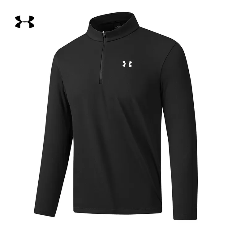 UA安德马半拉链抓绒长袖透气男秋冬速干上衣运动T恤高弹圆领长袖T