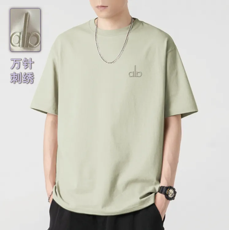 莱赛尔天丝刺绣T恤时尚休闲百搭宽松半袖简约潮流6618