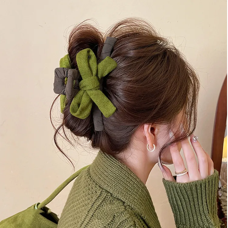 抹茶森林~头发抓夹女蝴蝶结鲨鱼夹发量大发夹2025新款盘发头饰秋