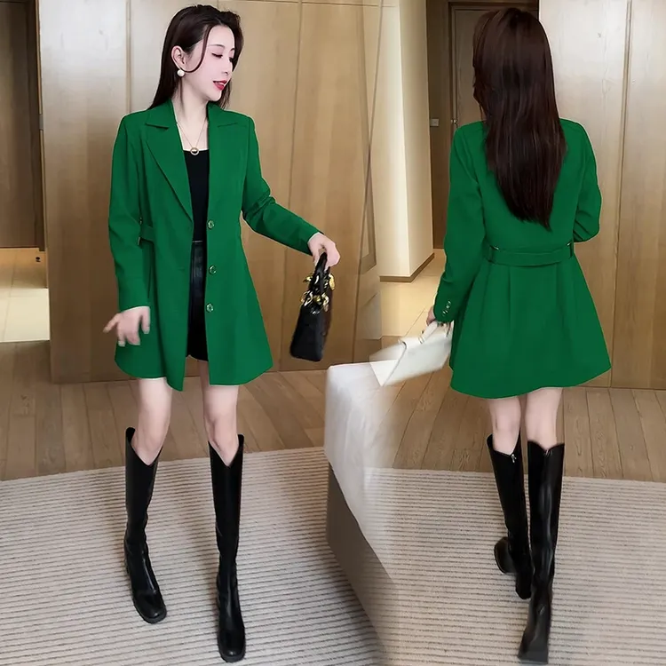 风衣外套女2025春季新款时髦洋气收腰显瘦西装领中长款气质大衣潮