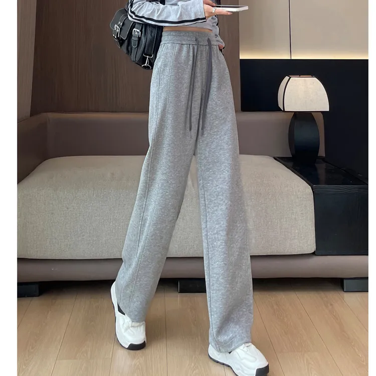 美式运动裤女2025新款秋季卫裤高腰休闲百搭显瘦加绒小个子阔腿裤