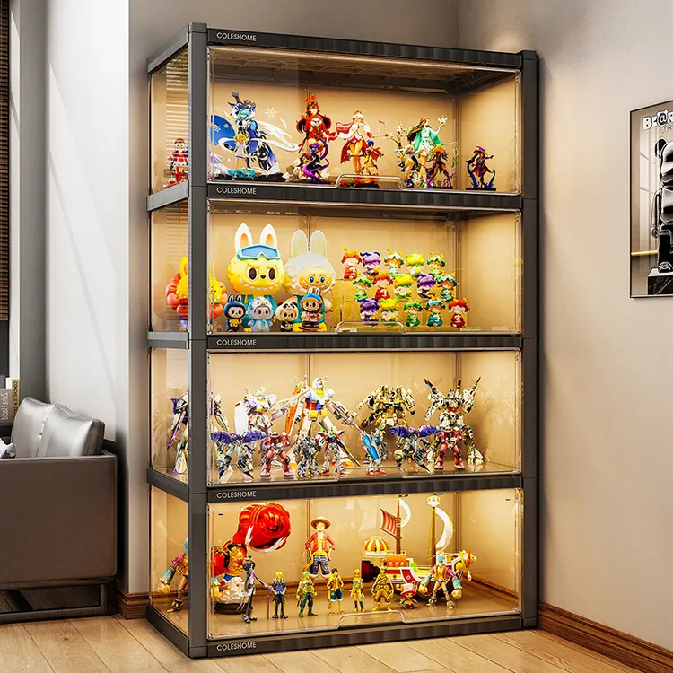 手办展示柜玩具积木收纳盒适用乐高玻璃亚克力透明家用模型架子