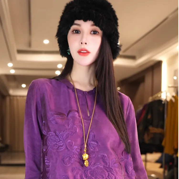 飞儿【紫罗凝香】2026春季新款时尚百搭气质打底衬衫上衣