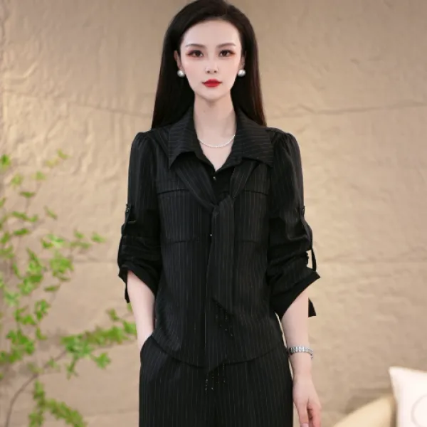 2025早秋新款高级感设计轻奢休闲显瘦收腰遮肉百搭减龄套装两件套