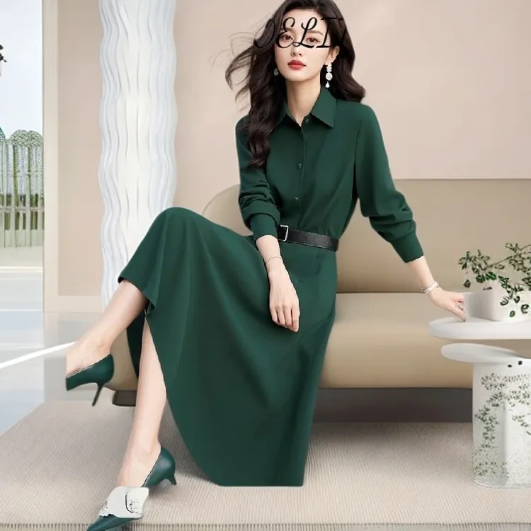 春季轻职重要场合气质女神范轻奢高级上流社会休闲收腰连衣裙子