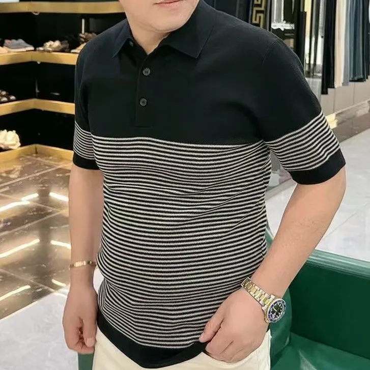（EN）秋冬 新款 半条纹 绵羊毛 短袖 POLO衫 126R1130
