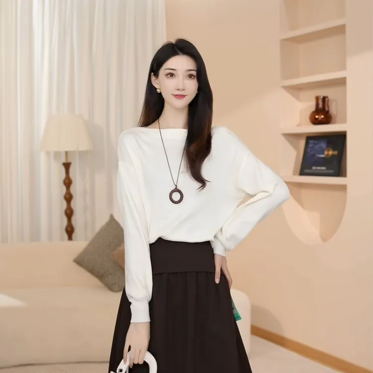 马克华菲2025女秋季舒适简约纯色百搭上衣针织衫F53004A581 LL