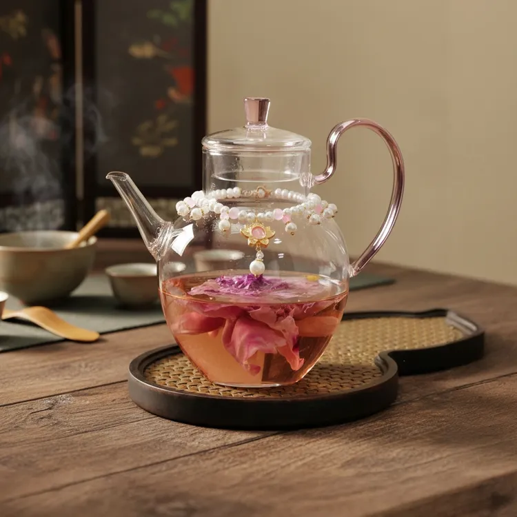 瓷造苹果执壶600ml仿宋高硼硅玻璃耐高温女士煮茶茶壶泡茶专用