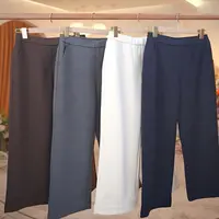 赛兔含羊毛秋冬纯色长裤阔腿松紧腰直筒裤565255005-1