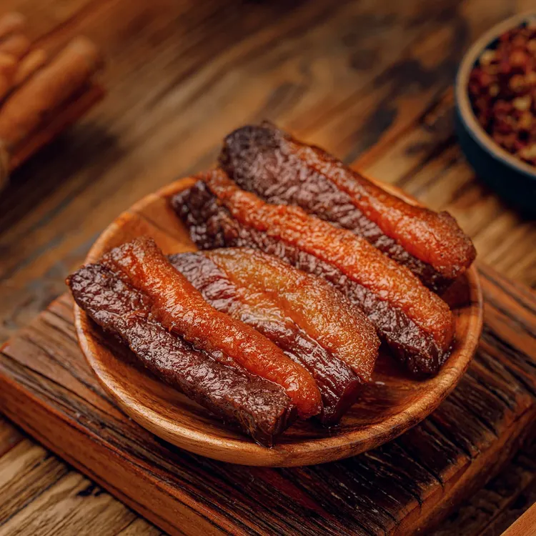 草原牛福李现烤肥瘦牛肉干 自然风干手工碳烤 原味休闲精选方便