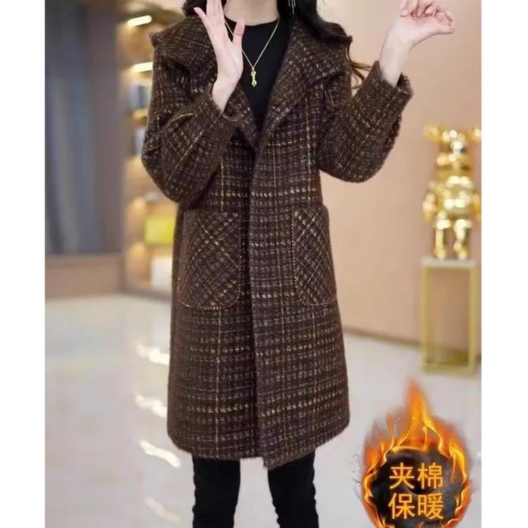毛呢大衣秋冬气质减龄棉服外套女新款洋气休闲连帽风衣
