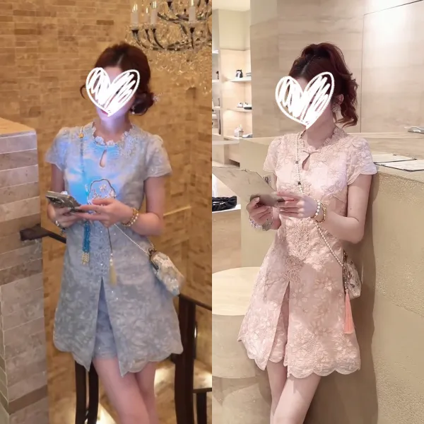 新中式轻奢贵气套装女2025年夏季新款刺绣重工短袖开叉上衣+短裤